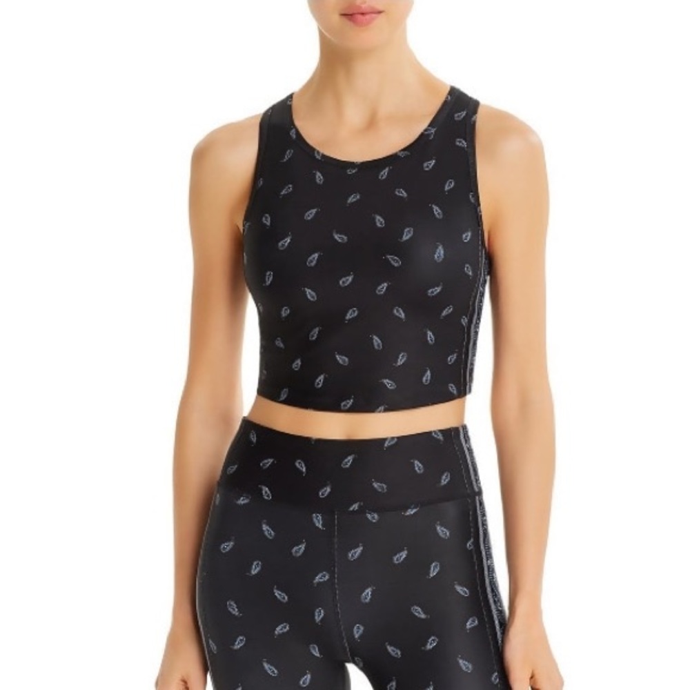 AQUA Athletic Workout Bra - Black Paisley
